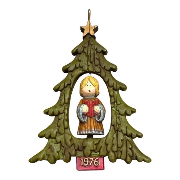 Vintage Hallmark Twirl About Christmas Ornaments Set 1975 1976 Train Angel Tree - Picture 4 of 7